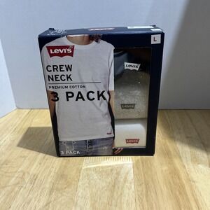 Levi's‎ 3 Pk Crew Neck T-Shirts Large White 100% Premium Cotton, Tag-Free Levis